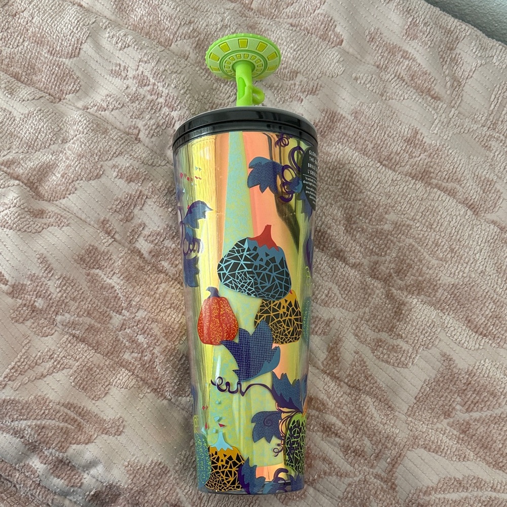Colorful Tumbler with Straw Halloween Alien Starbucks Venti glow in the dark